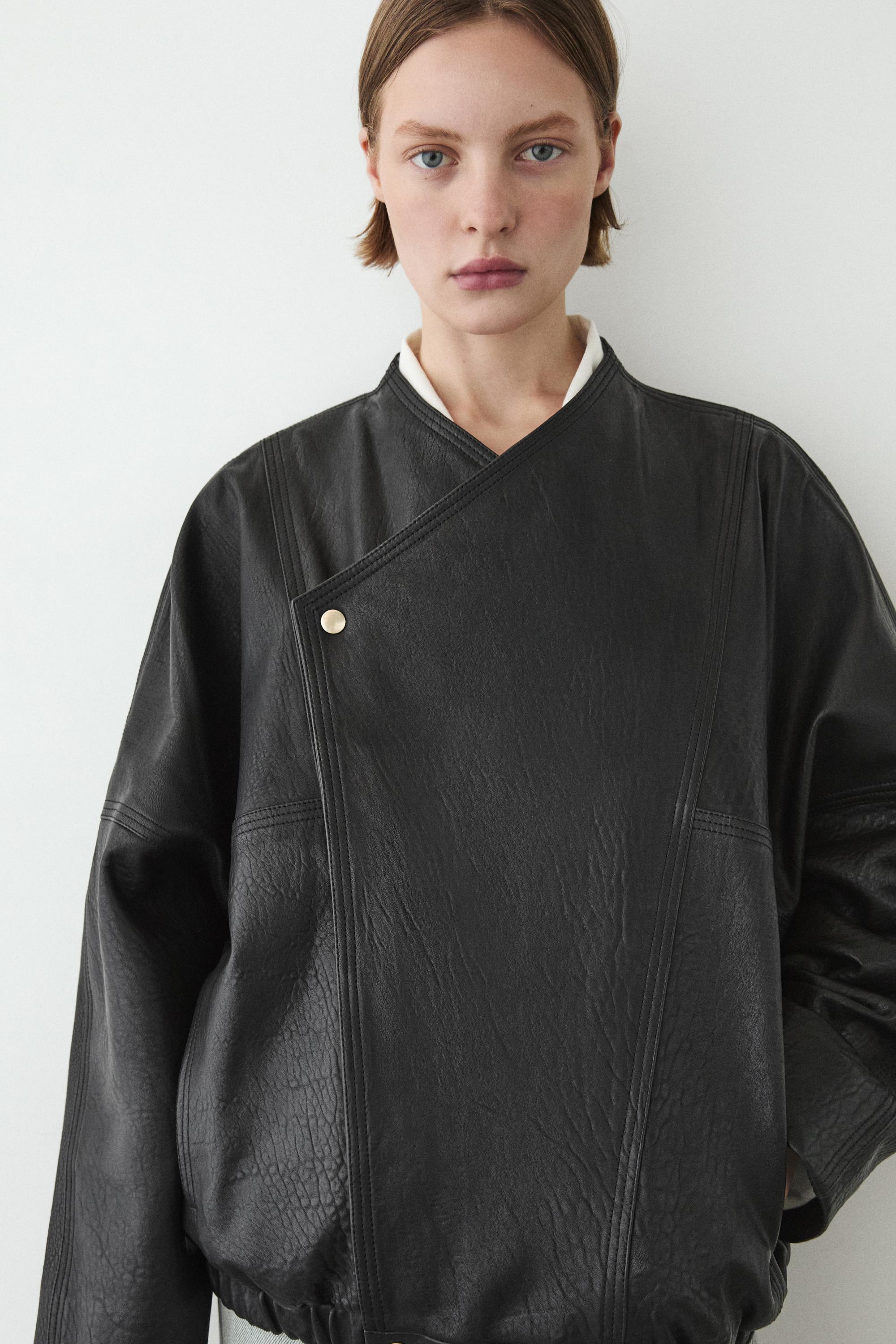 Leather bomber jacket